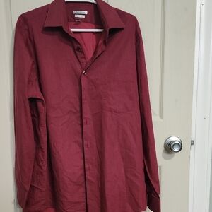 Geoffrey Beene Men's Maroon Casual Button Down Shirt